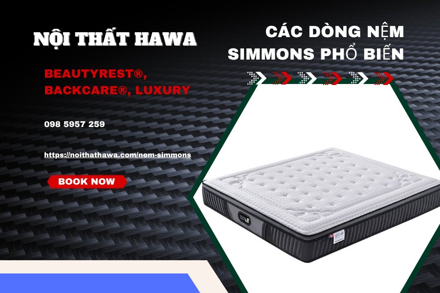 Các Dòng Nệm Simmons Phổ Biến: Beautyrest®, Backcare®, Luxury – Giải Pháp Giấc Ngủ Toàn Diện Cho Mọi Nhu Cầu